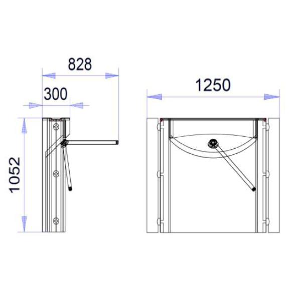 Variation:Sirio turnstile, 2-arm, on mounting plate 2000 x 1000 mm